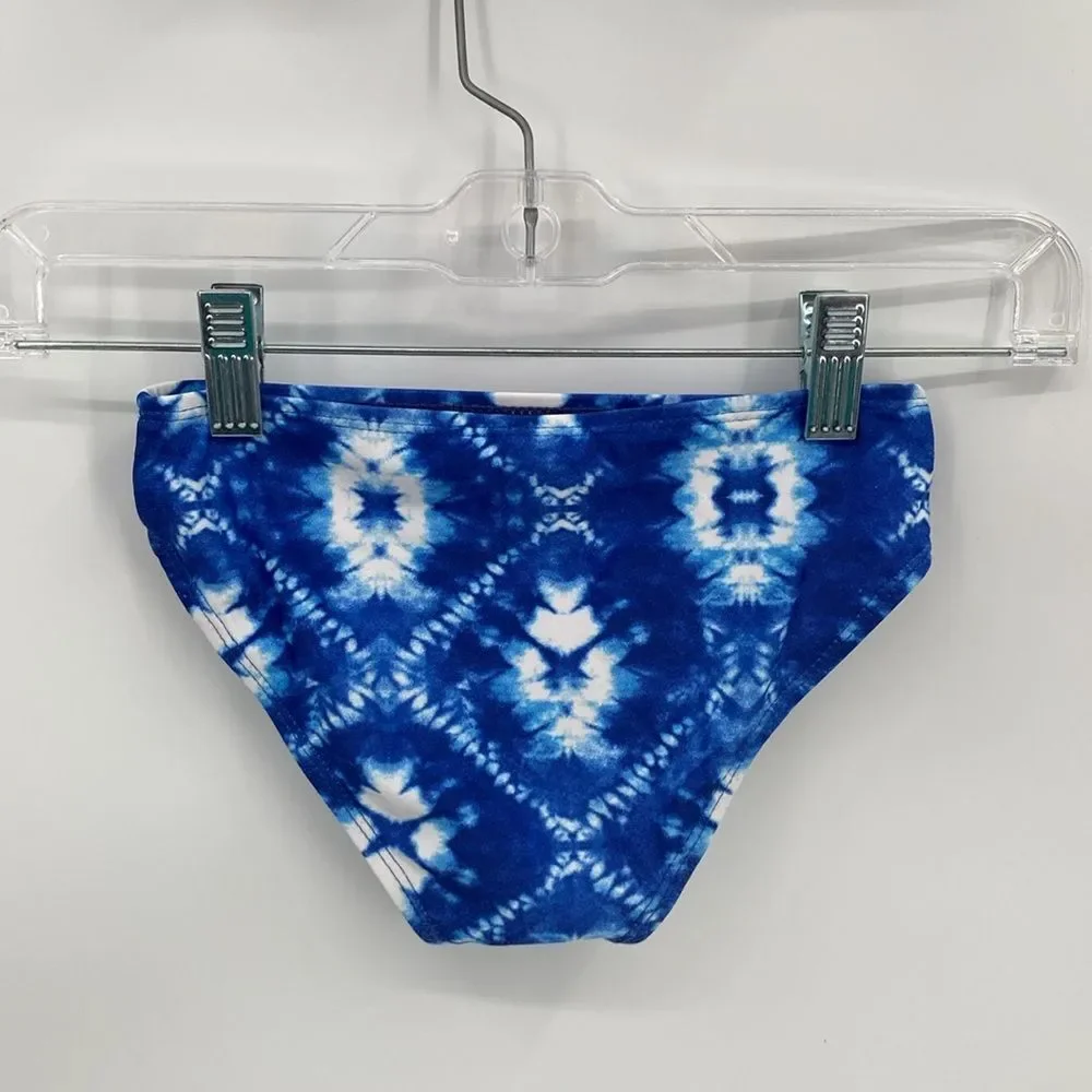 Dolphin Love Two Piece Swimsuit Blue Tie Dye Cropped Top Bikini Bottom girls 5